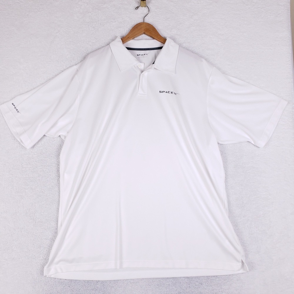 SpaceX Polo Shirt 3XL Performance Short Sleeve White Tech Space Logo Big Tall